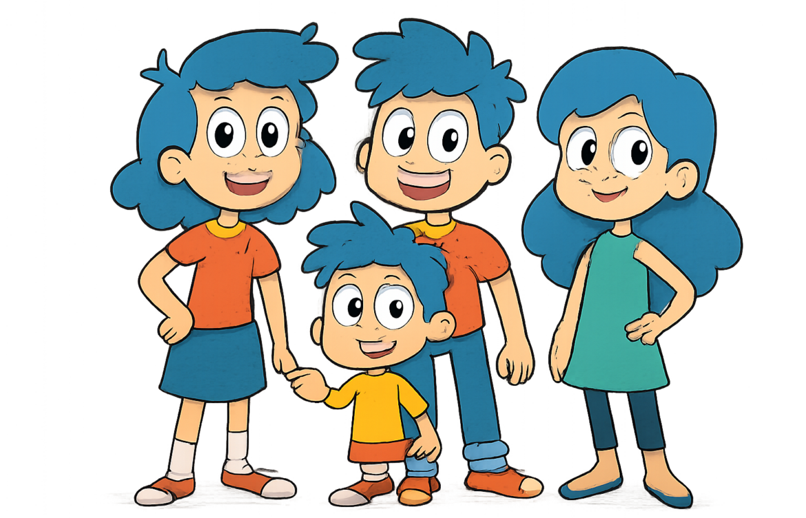 blue hair cartoon characters