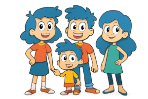 blue hair cartoon characters