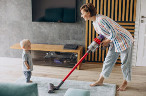 cleaning house with kids
